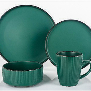 EMERALD Embossed Brown Rim DINNER SETS ST6201