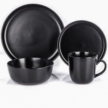 black MATTE MONOCHROMATIC GLAZE STONEWARE DINNER SETS